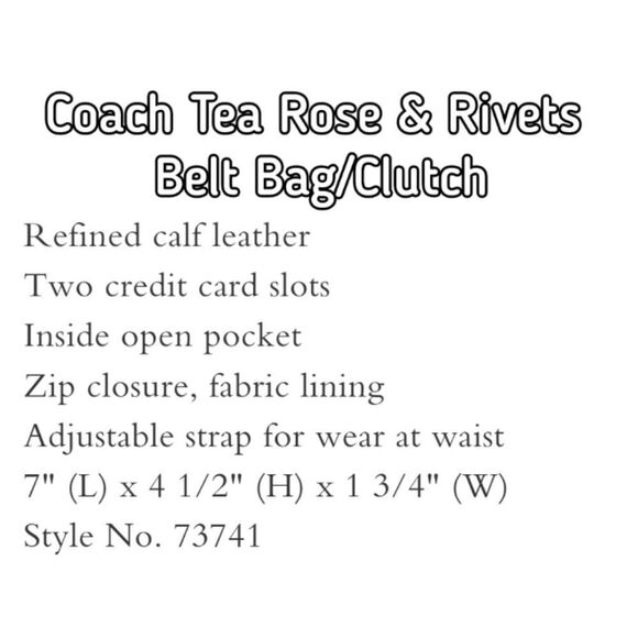 RETAIL Coach Tea Rose & Rivets Bum Bag - Picture 6 of 11